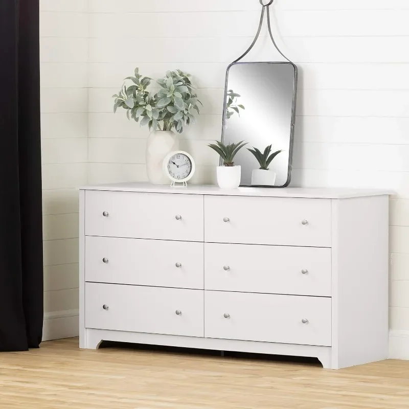 Vito 6-Drawer Double Dresser, Pure White