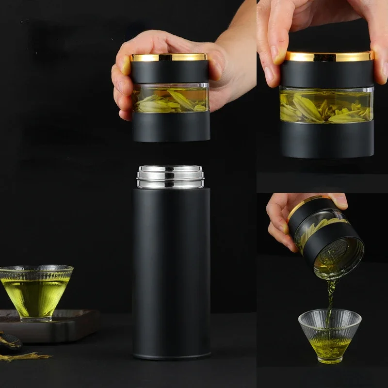 Smart Tea Thermos Cup Stainless Steel Thermos Tea Separation Cup for Tea Maker Glass Thermal Insulated Vacuum Cup Mug