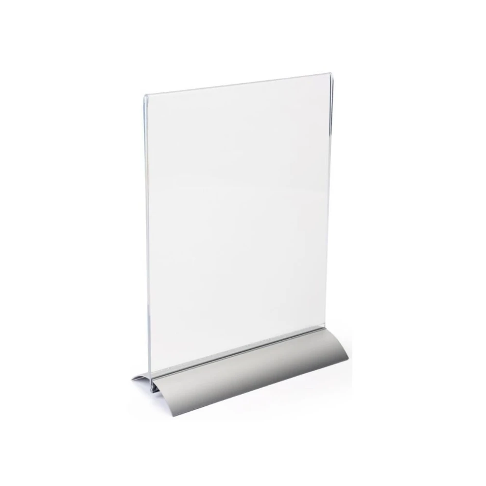 110x150mm Acrylic Sign Holder Aluminum Base Price Tag Stand Menu Frame Custom Logo - Clear