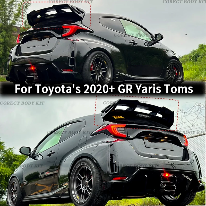 Alerón trasero Toms para Toyota GR Yaris 2020, alerón para tapa de maletero, kit de carrocería de FRP de alta calidad con fibra de carbono real