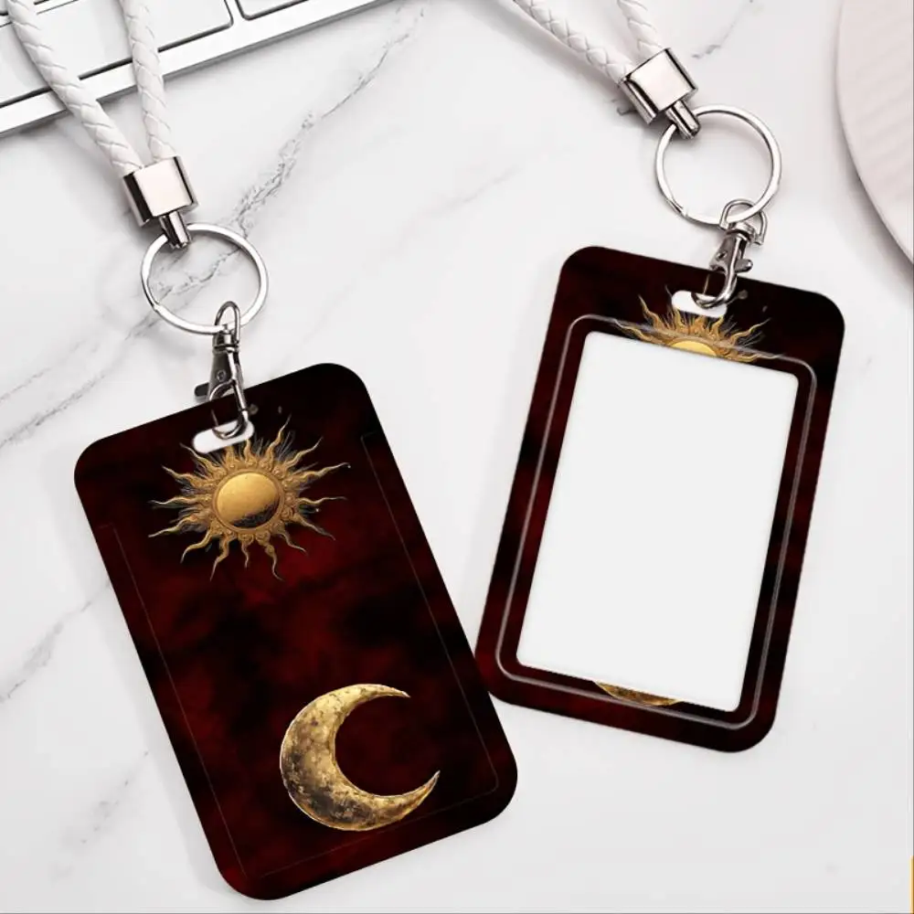 Golden Sun Moon ID Card Holder Plastic Badge Case For Doctor Nurse Student Employee ID Bank Access Card Christmas Gift Men Women