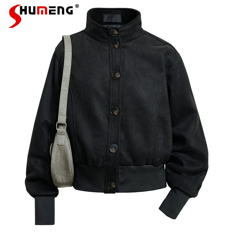 

2026 Spring New Button Stand Collar Loose Comfort Jackets Men Women Trendy Loose Chic Jackets Handsome Solid Color Simple Coats