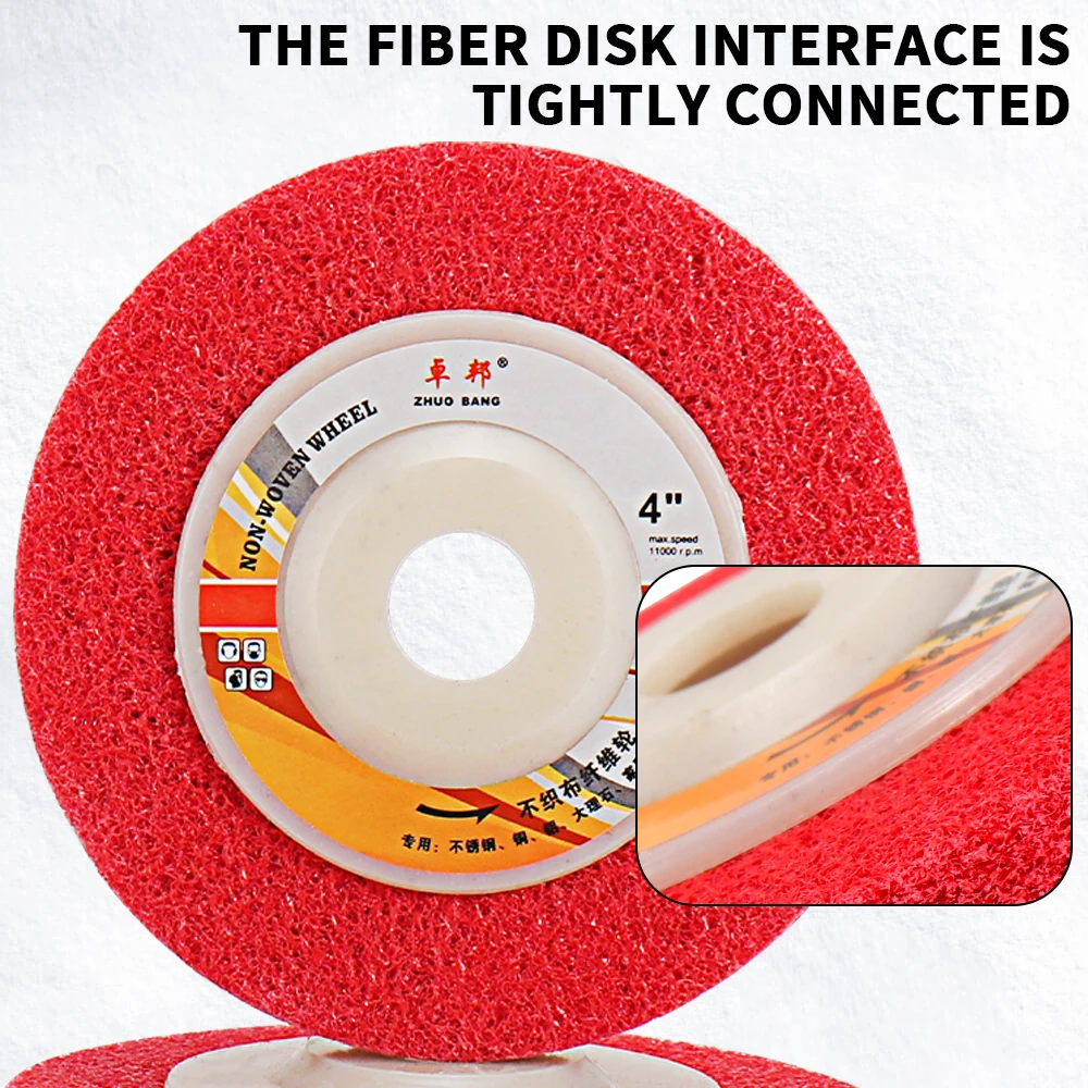 Disque de polissage en fibre de nylon, 4 pouces, pour meuleuse d'angle, 7P 9P, dureté