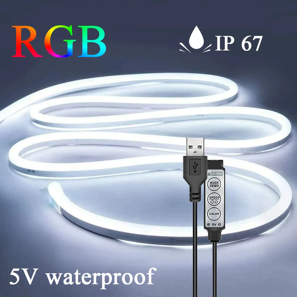 5M (16.4FT) LED Neon Light With USB 3 Key Control Waterproof Flexible Strip Suitable For Home And Outdoor Decorative Light Strip