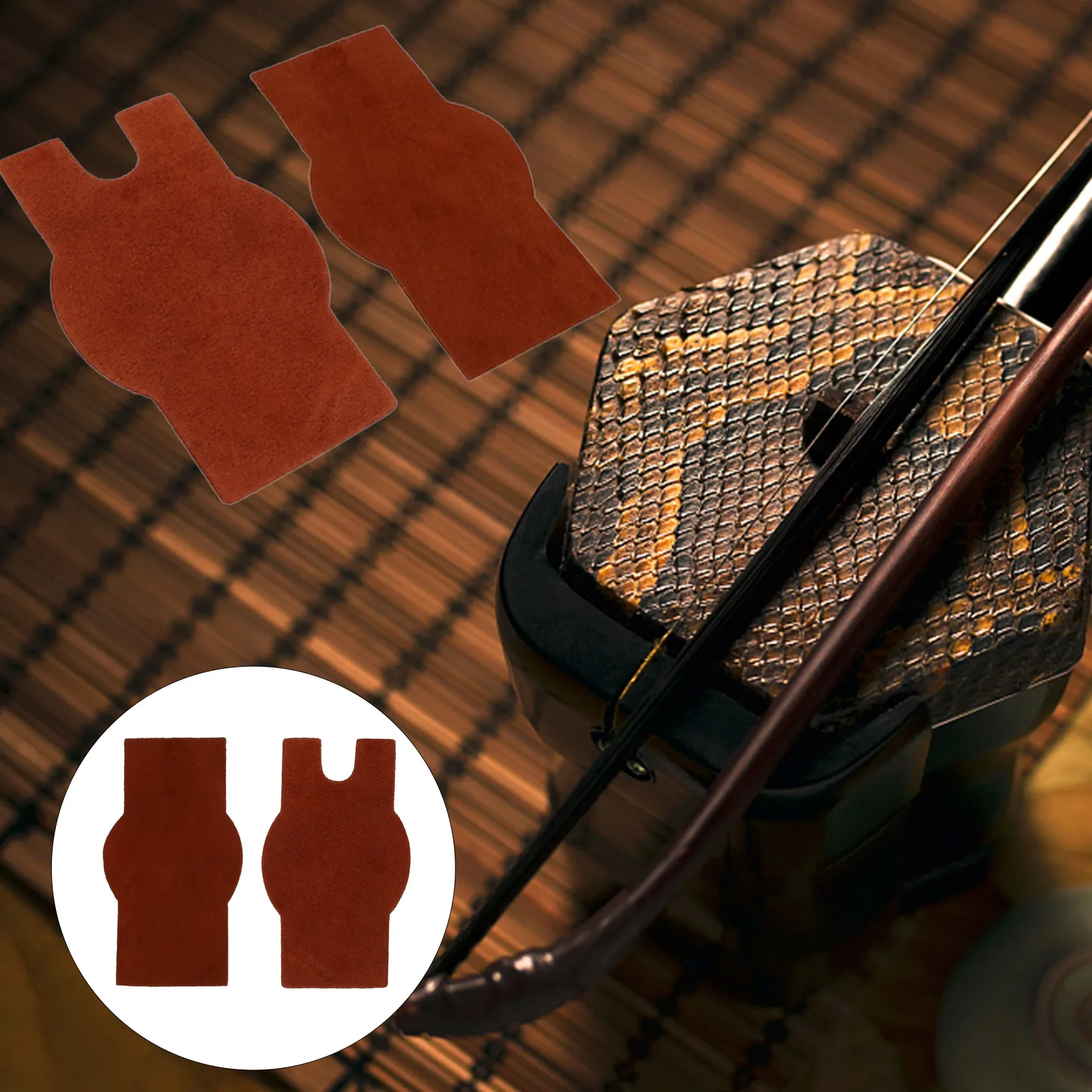 

2 Pcs Non-slip Mat Instrument Accessories Erhu Anti-skid Cushion Pad Lute Cowhide Stickers