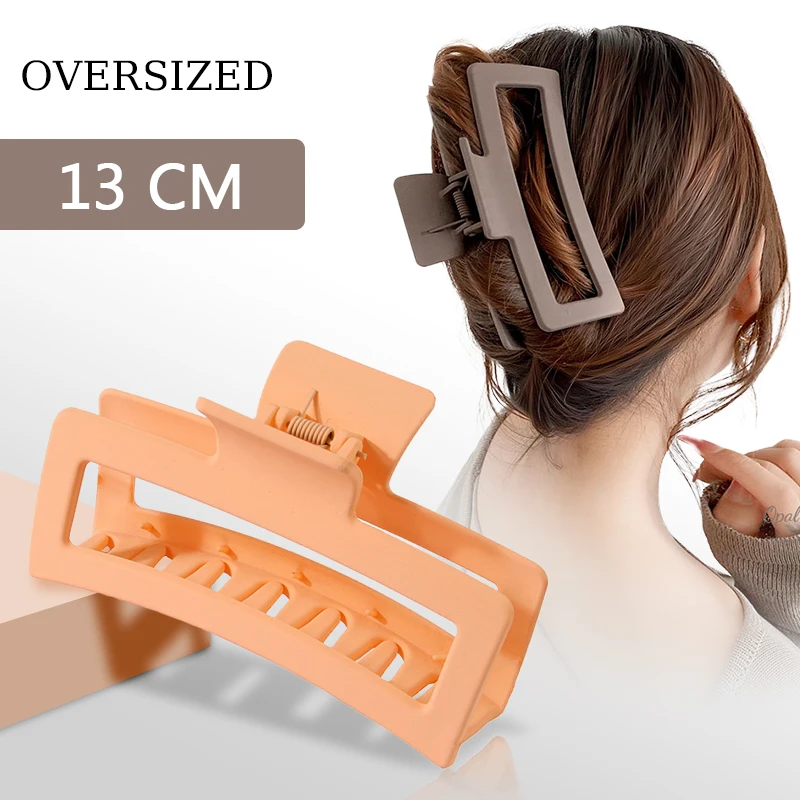 Fashion 7CM Shape And Oversized 13CM Square Frosted Solid Color Shark Clip Hair Accessorie For Women Girls