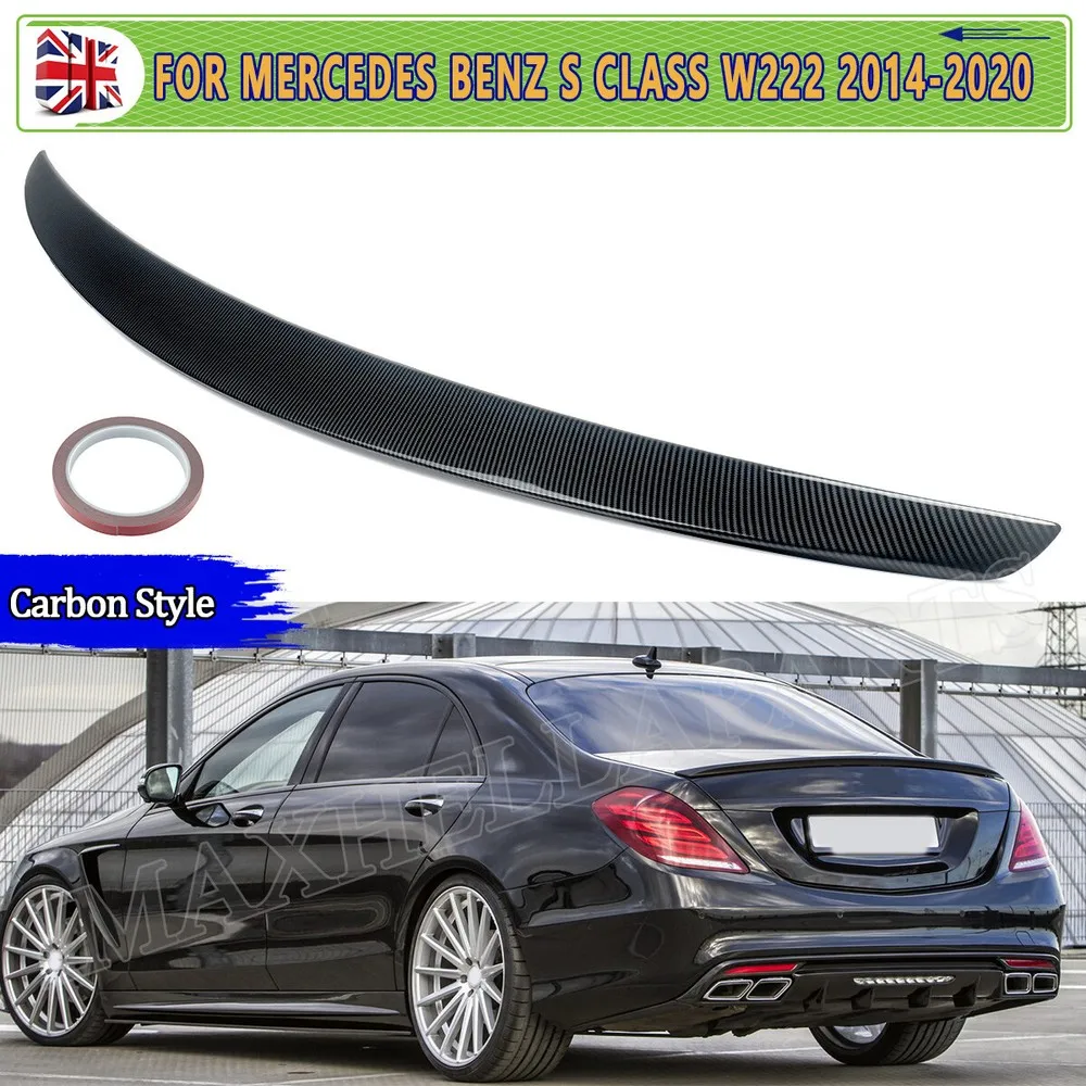 

Rear Spoiler Trunk FOR MERCEDES S CLASS W222 S350 S450 S560 S600 Saloon 2014-2020 REAR BOOT SPOILER AMG STYLE CARBON FIBRE LOOK