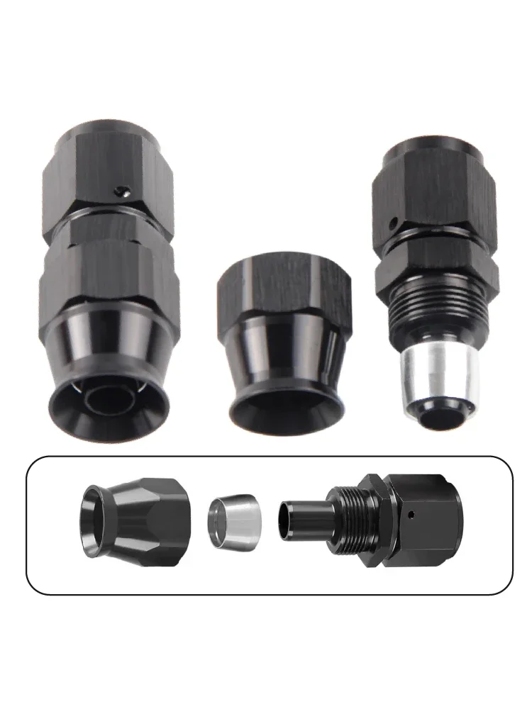 AN4/6/8/10 Droite 0 ° /45 ° /90 ° /180 ° Kit d'adaptateur d'extrémité de tuyau d'huile de raccord d'extrémité de tuyau pivotant de carburant d'huile de degré PTFE noir
