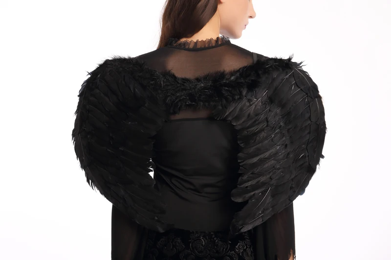 ชุดคอสเพลย์ปีกนางฟ้าสีดำสุดเซ็กซี่ ชุดแฟนซีปีศาจนางฟ้าสำหรับฮาโลวีน ไซส์พลัส ชุดเดรสคอสเพลย์นางฟ้าสีดำสำหรับผู้หญิง ชุดการแสดงแนวชาติพันธุ์