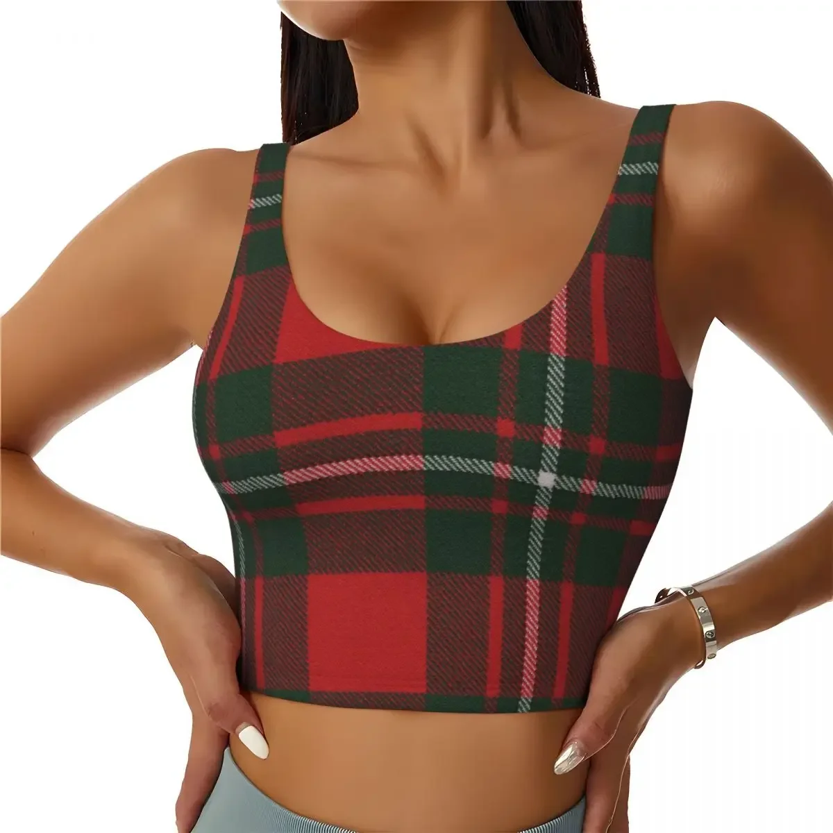 Спортивный бюстгальтер Custom MacGregor Modern Scottish Tartan для женщин: высокопрочный топ-жилет для тренировок в зале, йоги и фитнеса