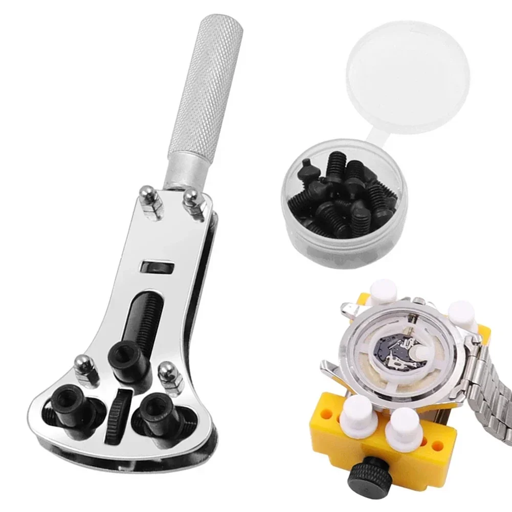 

New Practical Cover Opener Watch Wrench Remover Back Hand Tool Silver W/ 15 Spare Claws Wristwatch Case Opener