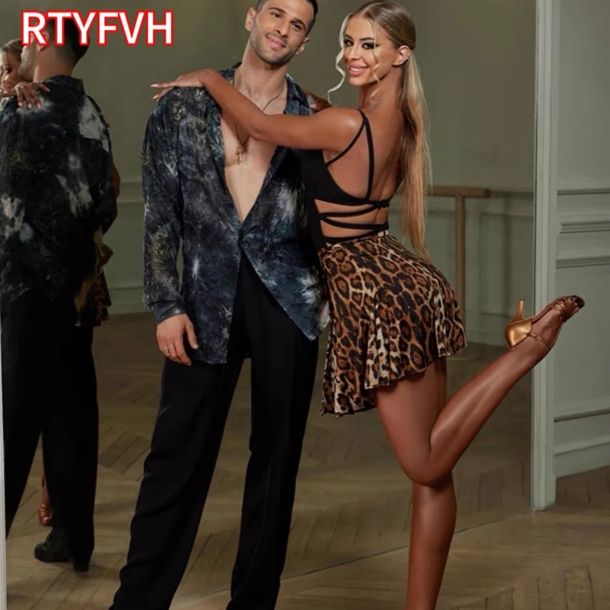 Latin Dans Rok Vrouwen Zwart Luipaard Hippe Sjaal Volwassen Oefenkleding Cha Cha Rumba Salsa Danskleding Trainingsrok