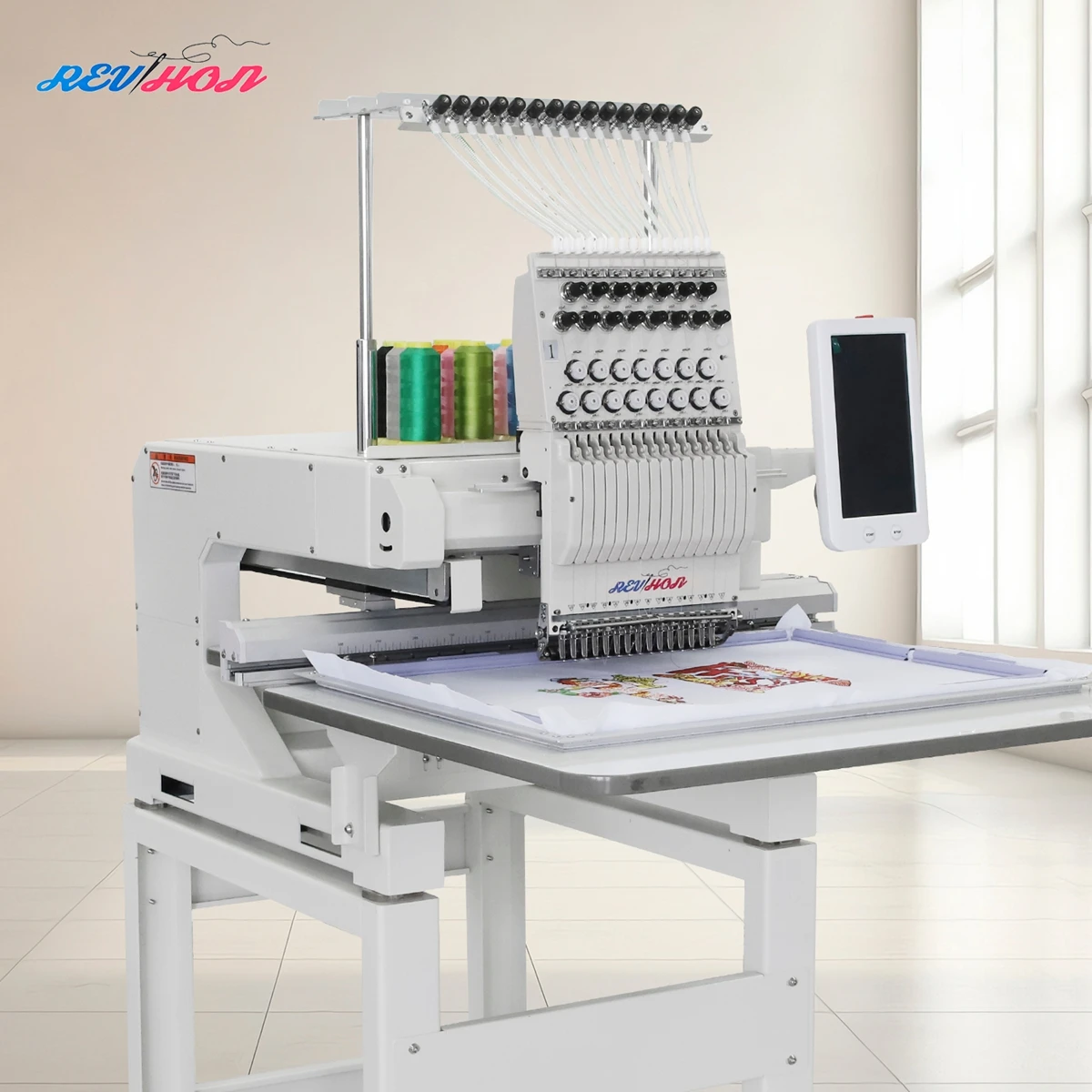 REVHON New Single Head Cap Embroidery Machine 1200 RPM 600x400mm Embroidery Area 12/15 Needles Computerized for Retail Use
