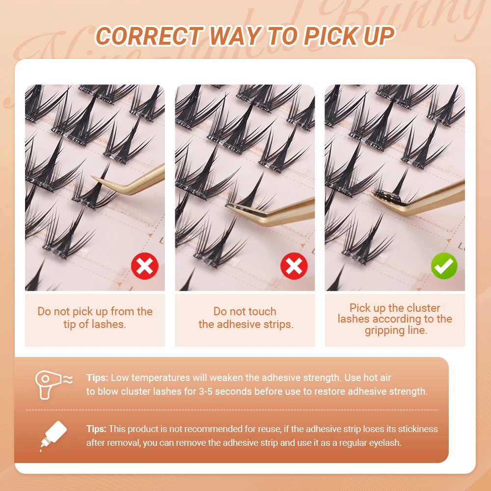 Lashtalk Nine-tailed Bunny Lashes Self Adhesive Fox Flying Style DIY False Eyelash No Glue and Remover Needed One-Step Reusable