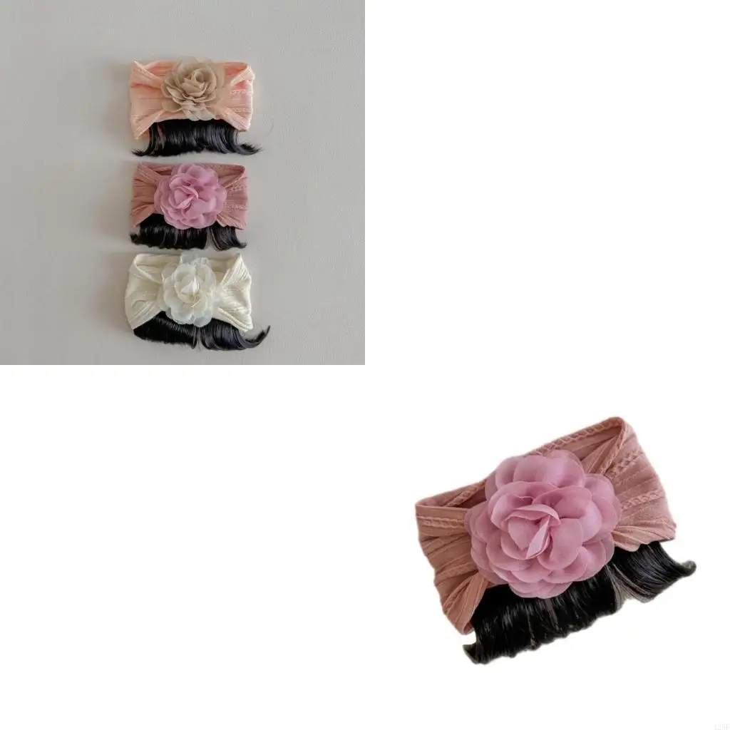 

Attractive Flower Bangs Headband Multifunction Flower Bangs Ribbon Headband Unisex Baby Headband Comfortable Headwear for 425F