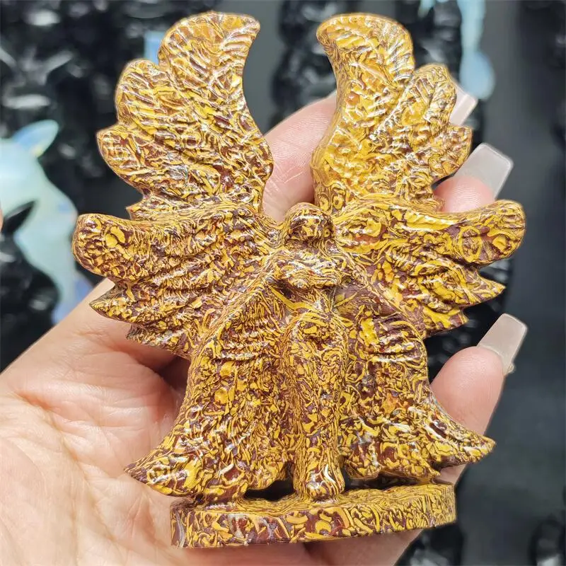 Natural Quartzose Jade Seraph Angel Carving Handmade Crafts Healing Reiki Stone Home Decor Decoration 1PCS