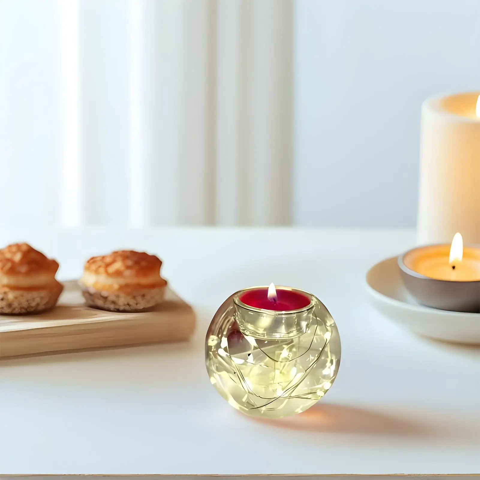 Glass Tealight Candle Holder Translucent Decor For Festive Table Centerpiece Christmas Tea Lights Candle Holder For Party Tree - Image 4