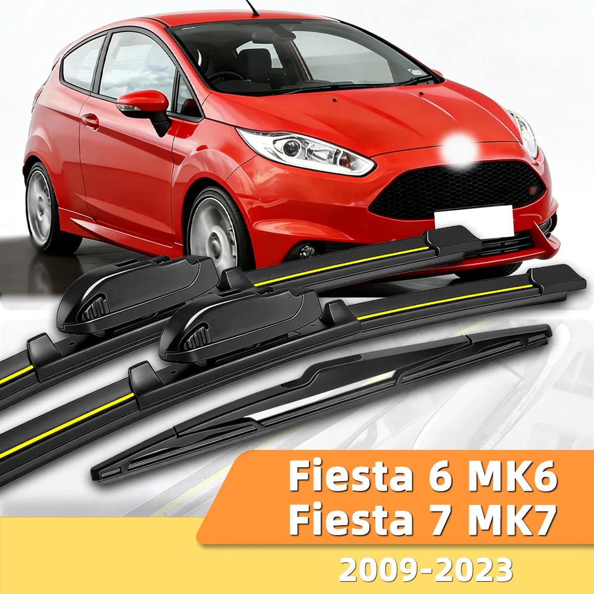 

3 шт. передних и задних дворников для Ford Fiesta 6 MK6/MK7 2009-2023, автомобильные аксессуары для лобового стекла 2015 2019