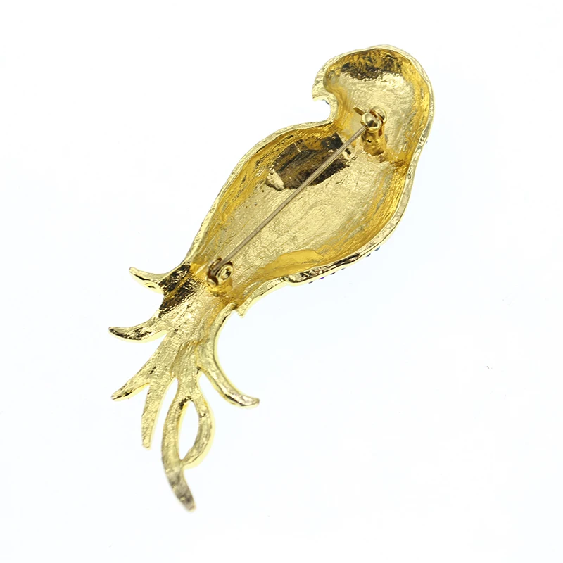 Gold-Tone Crystal Vintage Style 80mm Parrot Brooch Animal Brooches Pin