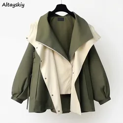 M-4XL Trench Women Patchwork Special Attractive Basics Korean Style Ladies Charming Autumn Designed Modern Vacation Personality