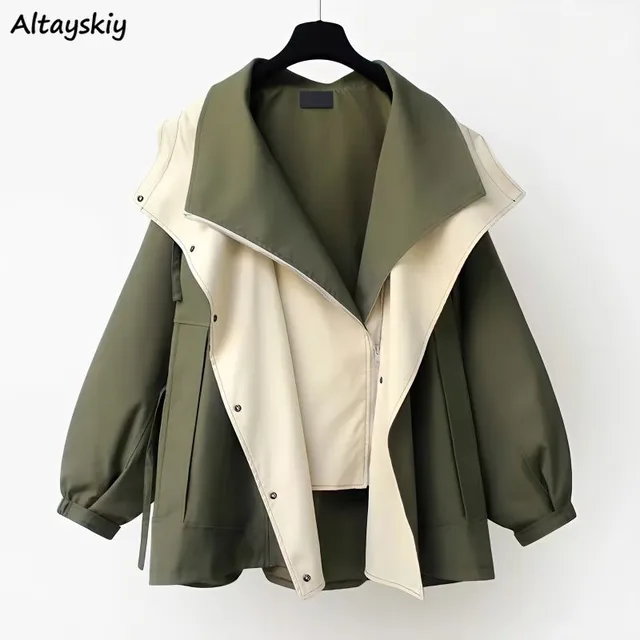 M-4XL trencz kobiety patchworkowe specjalne atrakcyjne podstawy koreański styl panie uroczy jesień zaprojektowane nowoczesna osobowość wakacyjna