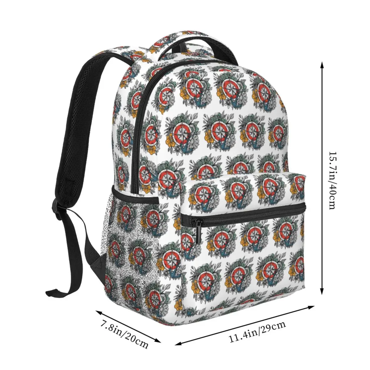 Tropical Compass And Anchor Backpack Student BookBag Children School Bag Computer Shoulder Bags for Boys Girls