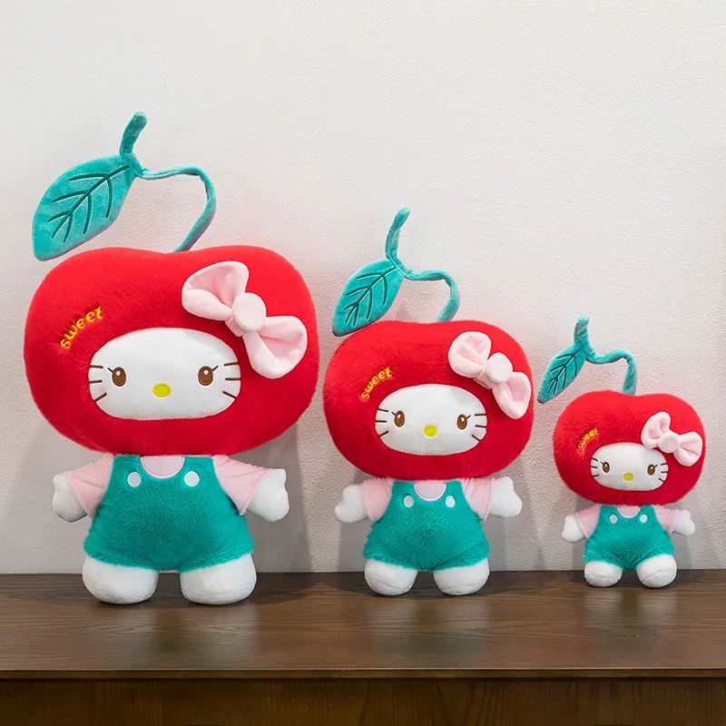 45cm 산리오 귀여운 헬로키티 고양이 인형 탈부착 가능한 드레스 애니메이션 헬로키티 봉제 인형 귀여운 고양이 인형 어린이 생일 선물