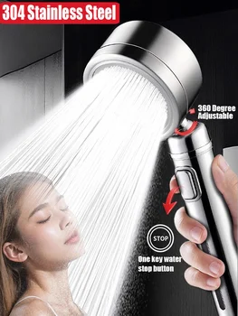 Nová vysokotlaká sprchová hlavice z nerezové oceli 304, nastavitelná sprchová hlavice, úsporná sprchová hlavice s jedním tlačítkem, tryska pro sprchování v koupelně 10 nejlepší prodej Sprchová hlavice SUS304 - №8