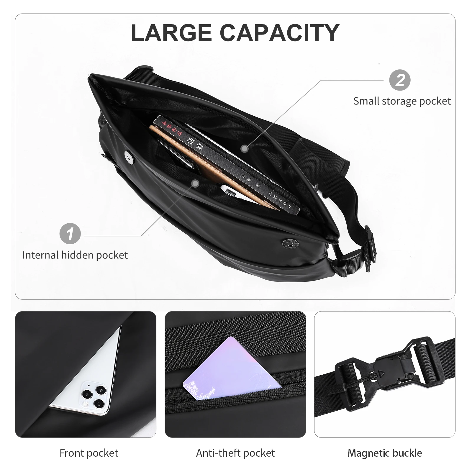 Crossbody Sling Backpack for Men Sling Bag Travel Hiking Walking Cycling Chest Bag Lightweight Motorcycle Shoulder Daypack