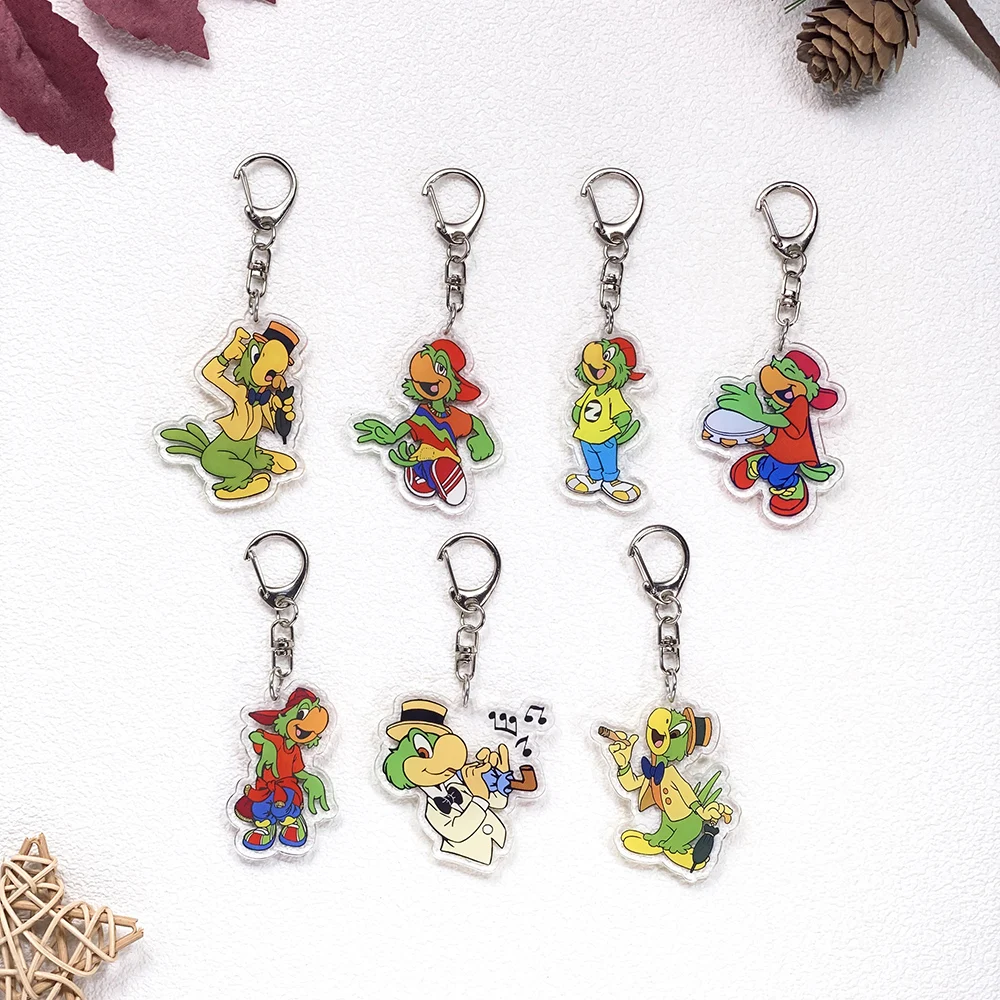1/7 Piezas Disney Saludos Amigos José Carioca Llavero de Coche Accesorios Acrílicos Lindos Colgantes para Bolsa Divertido Porta Llaves para Mochila