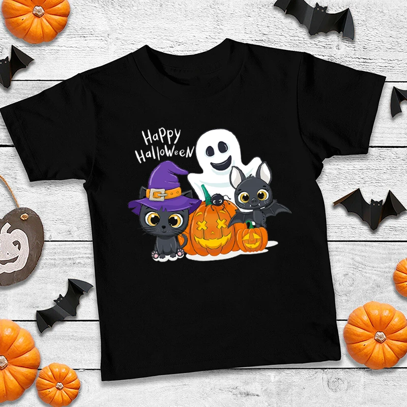 

Halloween kids T-shirt pumpkin ghost funny print children's T-shirt short-sleeved children's clothing girls T-shirt boy T-shirt