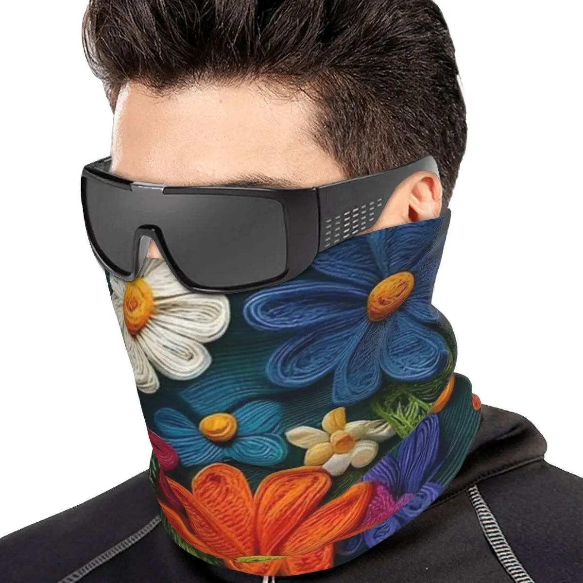 Mexican Vintage Flroal Rebozos Mexicanos Multifunctional Elastic Neck Gaiter Dust Proof Face Cover Bandana Unisex for Motorcycle