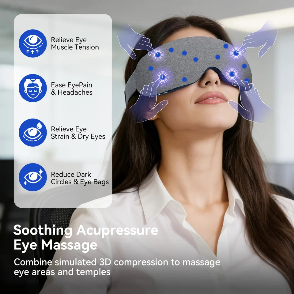 Foldable Wireless Music Vibration Heating Double Air Big Air Pressure Eye Massager USB Digital Intelligent Eye Massage