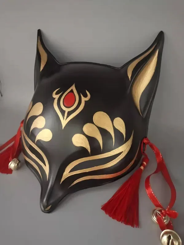 Estilo japonês meia face pintada à mão máscara de raposa homens e mulheres masquerade festival de halloween cosplay prop alta qualidade