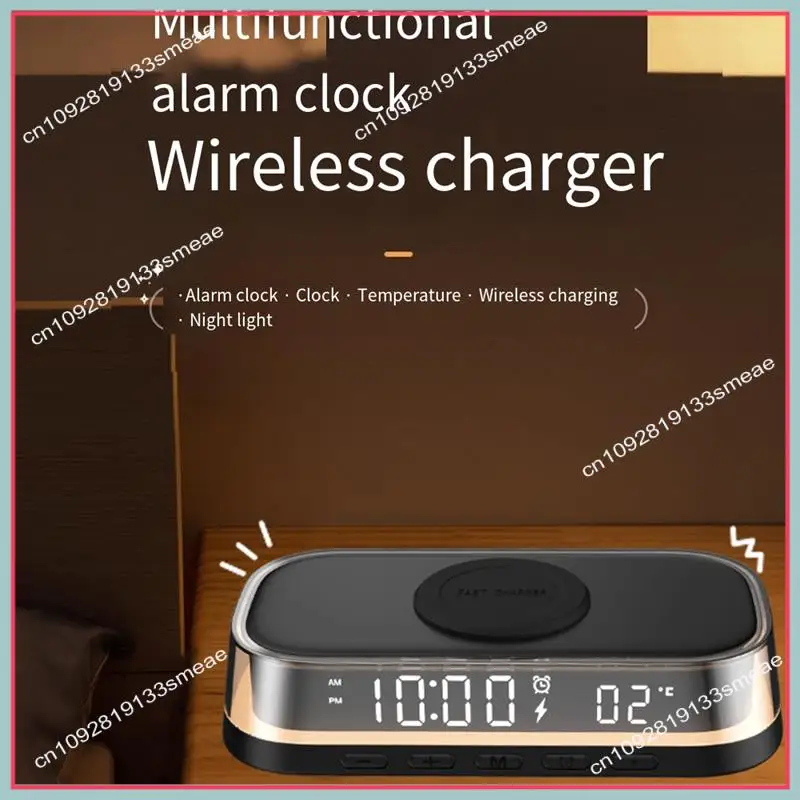 N94R Wireless Charger 15W Multi-Function Desktop Wireless Charger Clock Alarm Thermometer Night Light