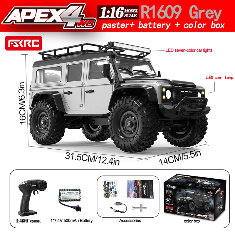 【1/16】クローラーラジコン　Ready To Run Hb R1601 1/16スケール ラジコン ロッククローラー トラック 4WD LED