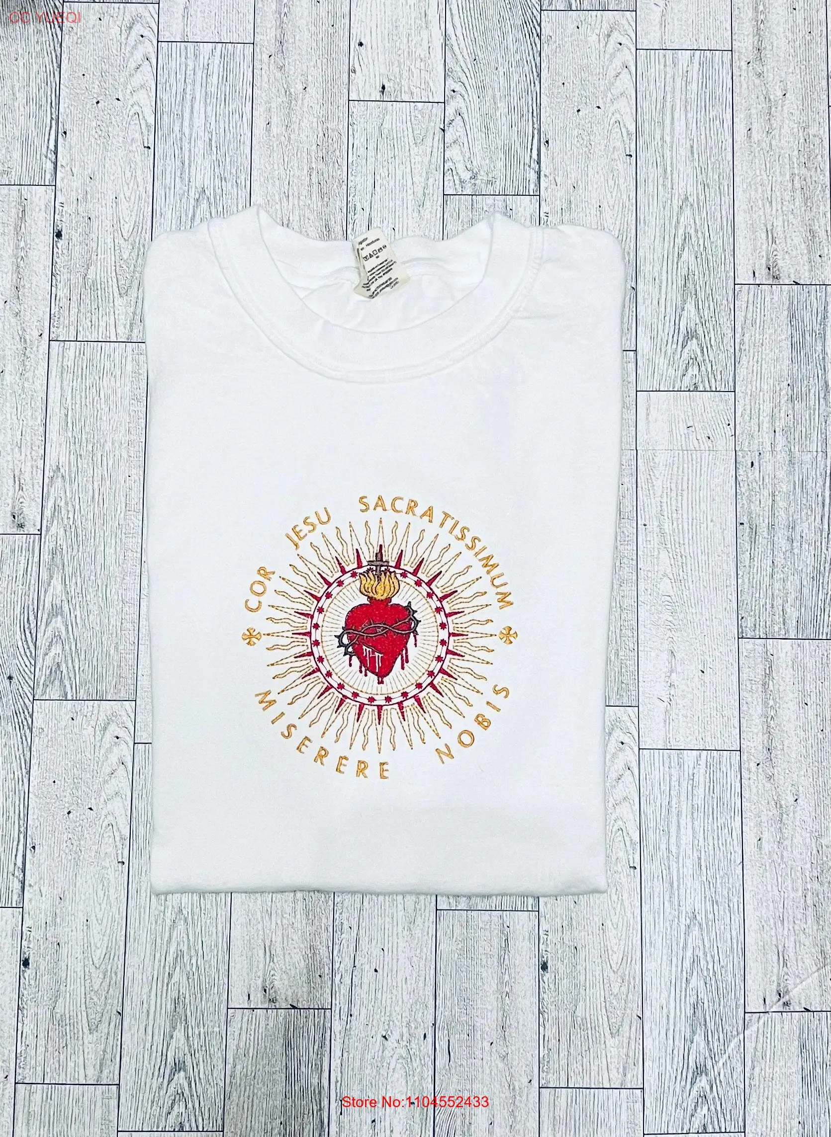 Sacred Heart of Jesus T shirt Mary God Catholic Virgin Ave Maria Floral Women's s for long or short sleeves