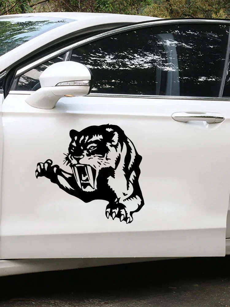 Car Sticker Various Sizes Vinyl Saber-toothed Tiger Waterproof Removable Decal Self-adhesive Car Auto Stickers,30cm*26cm