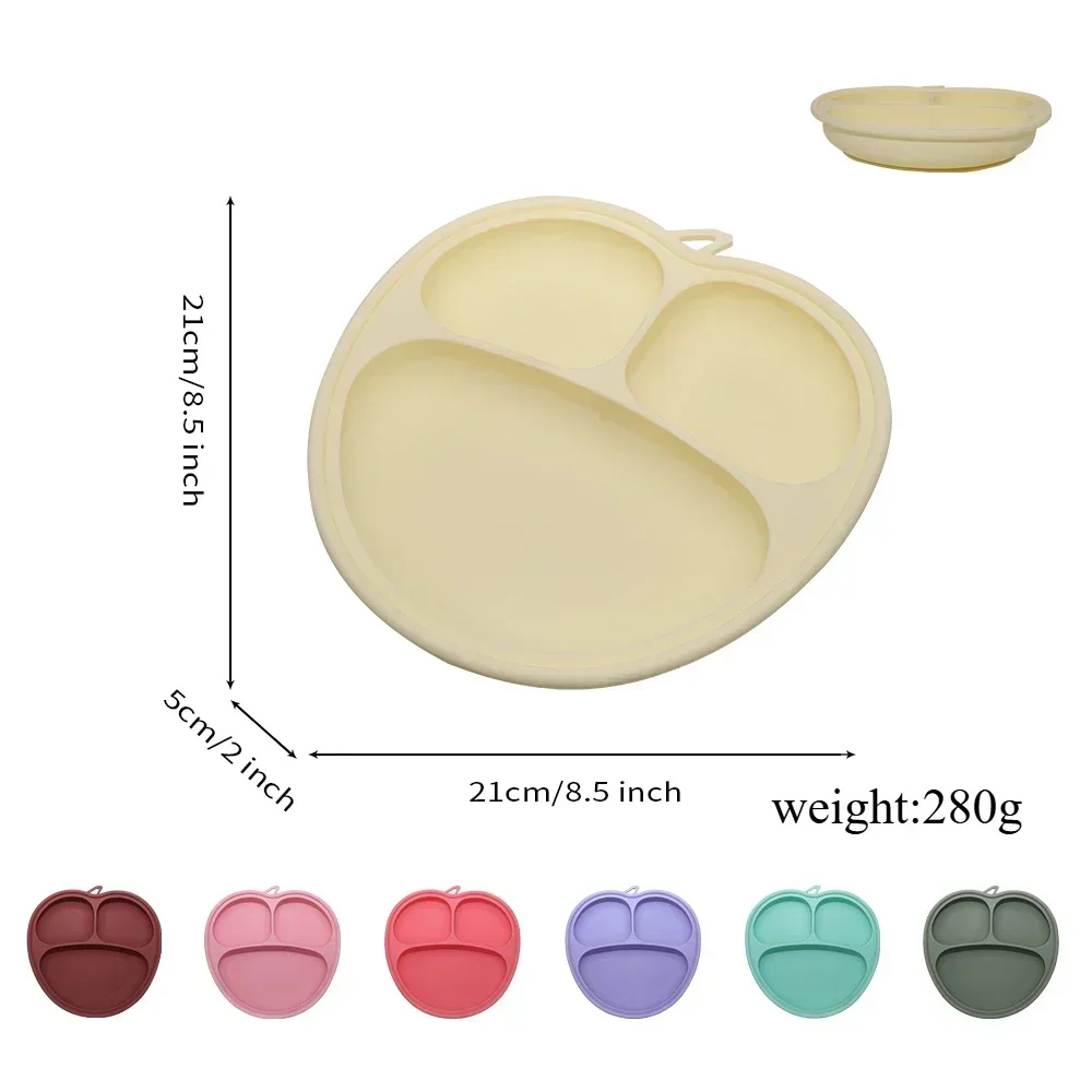 

Silicone Baby Plates with Suction - BPA-Free Toddler Training Bowls, Non-Slip Suction Base for Kids, Cute apple Design Dish Sets