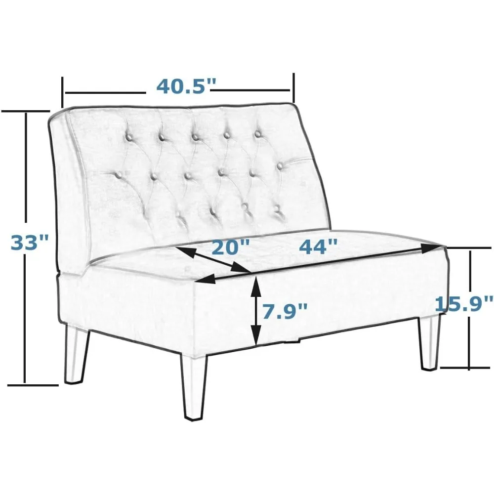 Button Tufted Loveseat Settee Upholstered Sofa Backrest Buckle Couch Banquette Bench for Dining Room Living Room Bedroom
