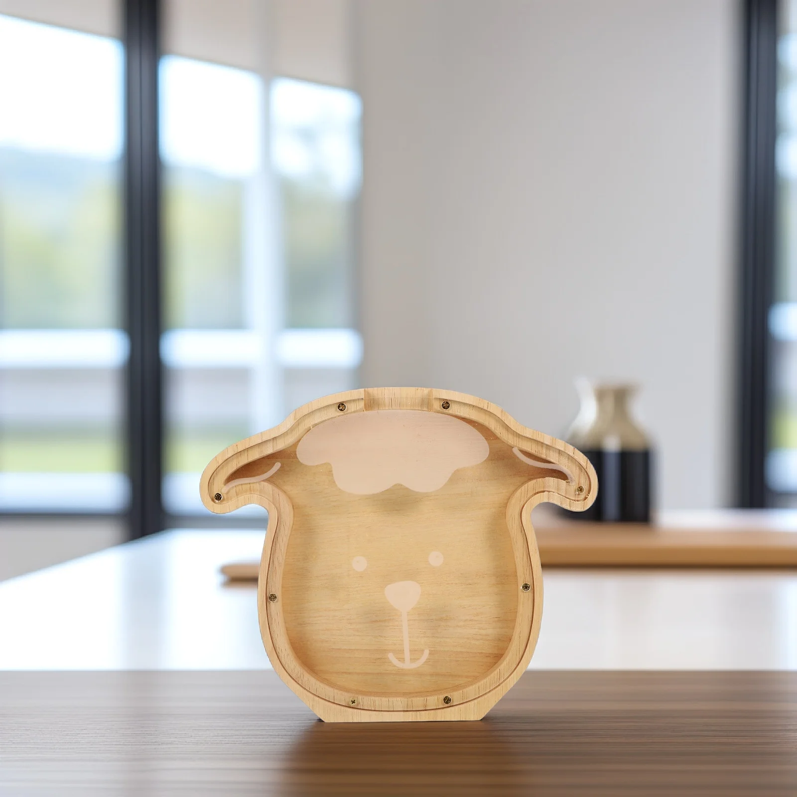 Hucha de conejo de madera, soporte decorativo único para dinero de escritorio para decoración de habitación de niños, bote para dinero, hucha en forma de Animal