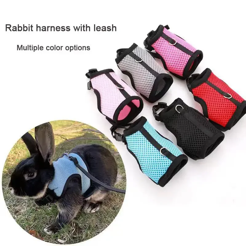 

Harness with Leash Set for Rabbits Breathable Pet Vest for Rabbit Ferrets Guinea Pig Squirrel Adjustable Soft Small Pet Harness