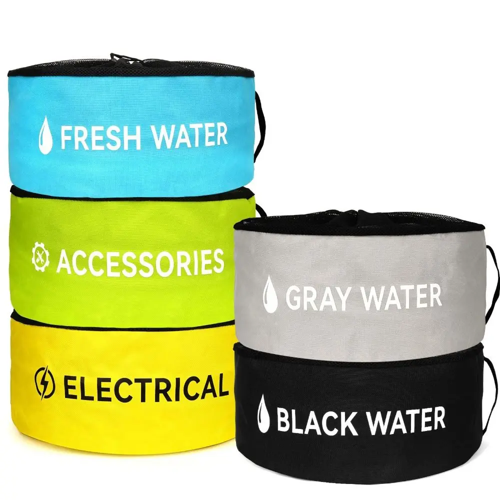 Breathable Mesh RV Hose Storage Bag Drawstring Closure Foldable RV Utility Bag Waterproof Sturdy Motorhome Storage Bag