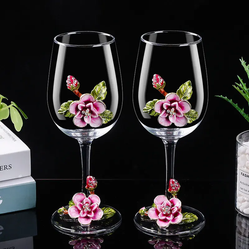 Enamel Colored Red Wine Glass Crystal Glass Decanter Household High-end Exquisite Wine Glass Light Luxury Goblet