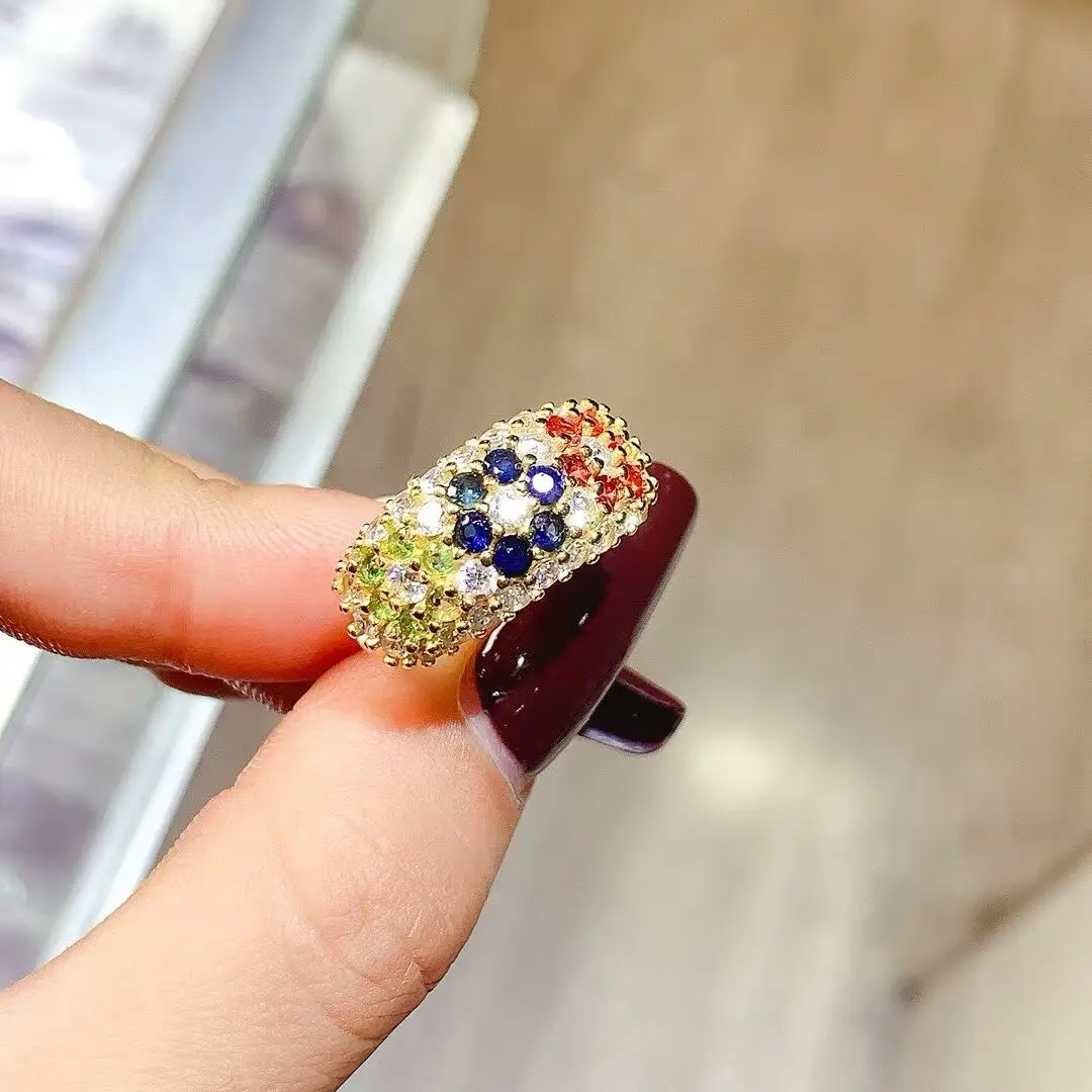 KJJEAXCMY high-end women's Ring Natural Sapphire bright and dazzling with S925 silver electroplating process clear and bright