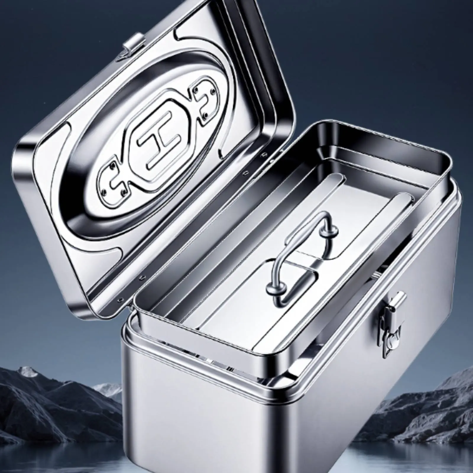 Stainless Steel Toolbox 0.8 Mm Hard-Shell Toolbox Stainless Steel Tool Case Rounded Corners Portable Tool Storage Box