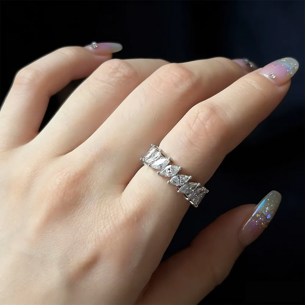

HORRIPAL Marquise Cut Full Moissanite Fine Ring For Women GRA 925 Sterling Silver Waterproof Engagement Classic Fashion Jewelry
