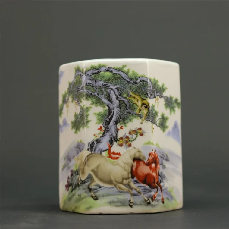 

Pastel immediately sealed the six-square pen holder, antique porcelain, festive classical ornaments