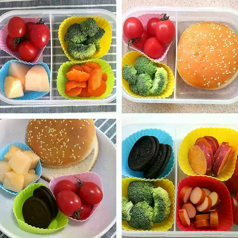 12/24Pcs Silicone Lunch Box Dividers Bento Lunch Box Dividers Lunch Dividers Dish Cups Salad Dressing For Kids Lunch Accessories