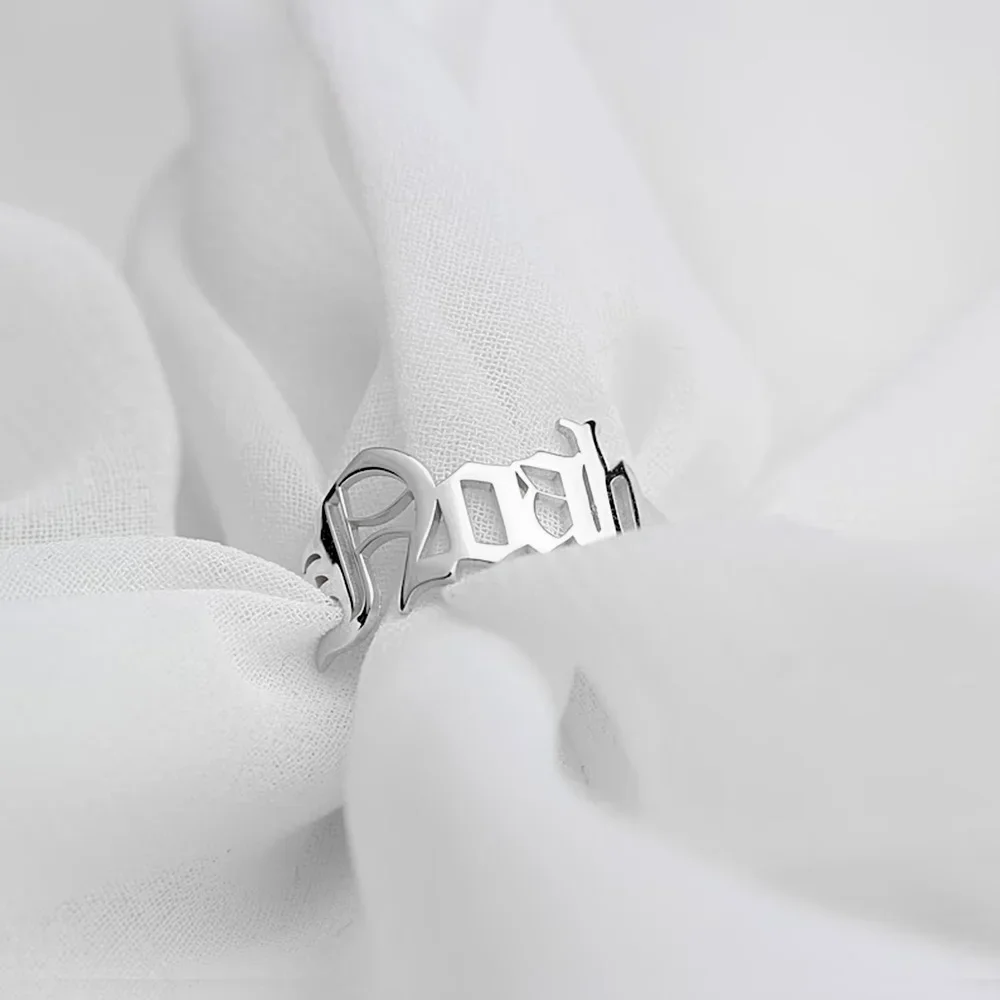 Anéis com nome personalizado para mulheres e homens, aberto, ajustável, número personalizado, data, aço inoxidável, joia dourada, presente, 18k, verdadeiro
